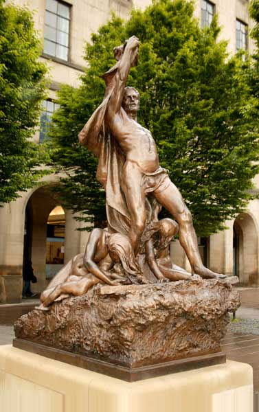 Adrift, John Cassidy, 1905, bronze, 145cm x 320cm x 190cm high, in its new location in St Peters Square, Manchester. Photo: Manchester City Galleries