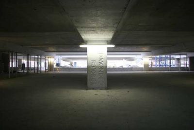 Neville Gabie's 'R310 RCF Ford Mondeo'  involved the systematic recycling of a car to create a reinforcing steel bar within Cabot Circus car park. Photo: InSite Arts 2008
