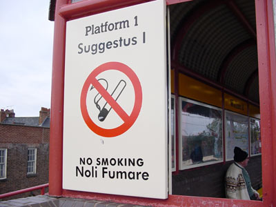 ‘Pontis’, station signage, by Michael Pinsky, 2003. Wallsend Station, Tyne & Wear Metro.