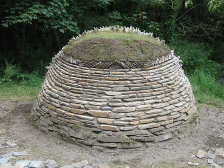 Rear view of 'Soundcairn' below Trevena Square, Tintagel, 2006. Artist and photographer, Michael Fairfax.