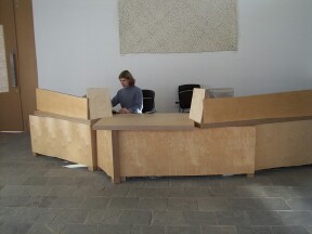 Reception desk by Ashley Cartwright, 2001.  Persistence Works, Sheffield.  Photo: Kate Dore 2001
