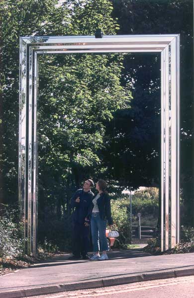 Threshold, Lulu Quinn, 2003, 5 metres high, interactive sound sculpture, with sound engineering by GDS, Gateshead High Street. Photograph: Gateshead Council