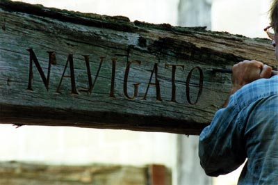 Navigators (in Progress), Andrew Whittle (poem Tony Charles), 1996 River Parrett Trail, Bridgwater, Somerset. Photo: Tony Charles