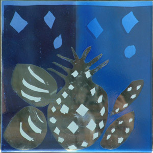 Glass piece made by resident in glass making workshop run by Anne Smyth, 2004. Wellspring Healthy Living Centre, Barton Hill, Bristol.