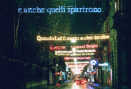 ‘Tapetto Volante’ (Flying Carpet), Illuminated lanterns, steel cables, by Daniel Buren, 2002. Piazzetta Mollino, Turin (Luci d’Artista). Photo: Giorgio Sottile.
