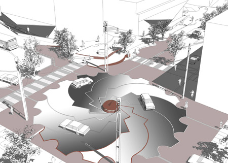 Proposal design for roundabout by John Atkin, Ashford ring road project, Ashford, Kent