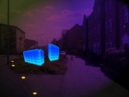 Artist's impression of 'The Ice Harvest' (night); found objects embedded in acrylic with lighting; Simon Watkinson; completion date to be confirmed; Barking Town Centre Artscape, London Borough of Barking and Dagenham.