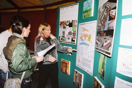Exhibition to share information about the Electric Wharf development with local people, April 2004. Electric Wharf, Coventry, 2001 - 2006. Photo: Rod Dowling.