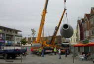 The base of the sculpture arriving in Weston-super-Mare in July 2006; photograph: Mark Luck, North Somerset Council.