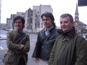 Design Team on Peterhead's Kirk Street (L to R: Charles Blanc and Tristan Surtees (Sans Facon) and Steven Bridge (DEP Landscape Initiatives)