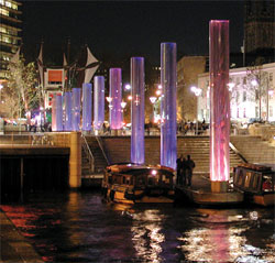 Bristol centre promenade with beacons by Martin Richman.