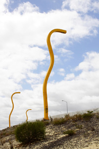 Marker lights on Kwinana Freeway loop designed by Anne Neil, 2006. Roe Highway 7, Western Australia. Photo: Peter Zuvela.