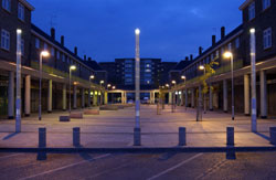 Farr Avenue: Landscaping, lighting and tree planting designed by Jason Cornish and Phil Power. A13 Artscape 1997-2004, East London.Photo: Doug Atfield.