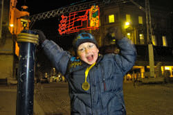 Ewan Trehearne with his Christmas Lights design, 2005.Gloucester.