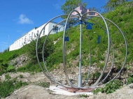 Global Wave Vane Falmouth School, Sam White, Martyn Ellison, Porthcurno Sculpture Garden