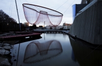 Water Sky Garden, Richmond Olympic Oval, commissioned by City of Richmond, BC, by Janet Echelman. Photo: Peter Vanderwarker, Christina Lazar Schuler