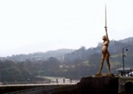 An artist's impression of how the 20.25 metre 'Verity' sculpture would appear when installed on Ilfracombe Pier.