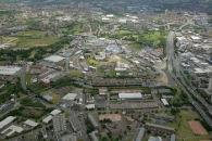 Aerial view of the North of Glasgow and the Forth and Clyde Canal  