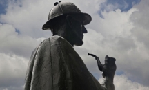 The Sherlock Holmes statue is given a voice by Anthony Horowitz and Ed Stoppard. Photograph: Lee Ryda