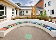 Colour Bench, David Watson & Stig Evans – recycled plastics, Langley Green Hospital. Photo: Devereux Architects