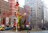 The new public art sculptures along Park Avenue will feature fiberglass roses measuring from three to 22 feet by the artist Will Ryman. Photo: Will Ryman